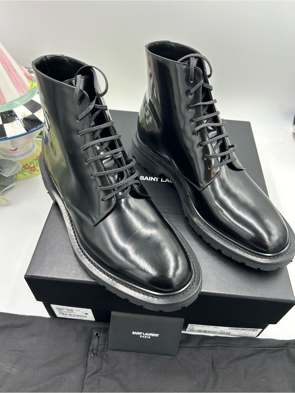 Men's Saint Laurent combat boots size 42 made in Italy NWT